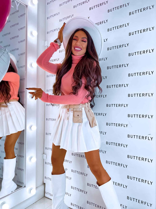 Gofrēti mini svārki - balti